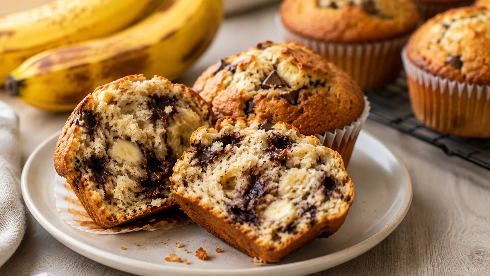 Fertige saftige Bananen Muffins