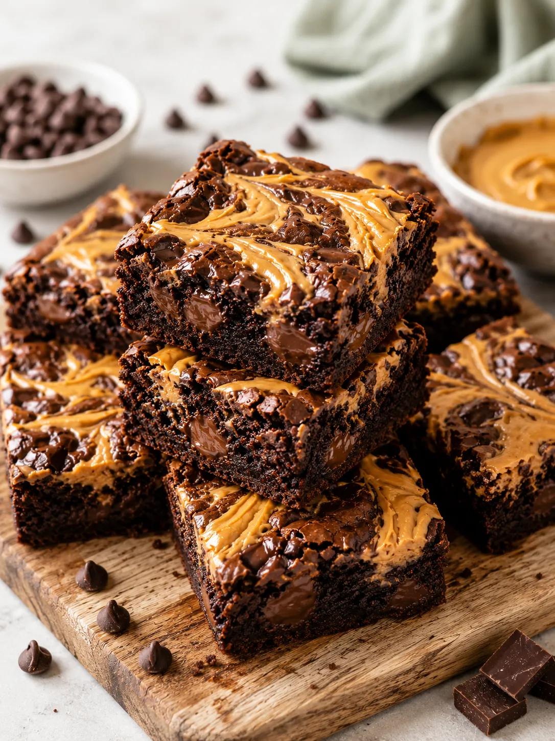 Peanut Butter Brownies mit Schokolade und Erdnussbutter